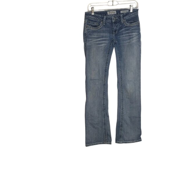 Daytrip Leo Bootcut Jeans Womens 27L Distressed Denim Studded Pockets Stitching - Picture 1 of 14